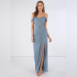 Azazie off the shoulder bridesmaid dress